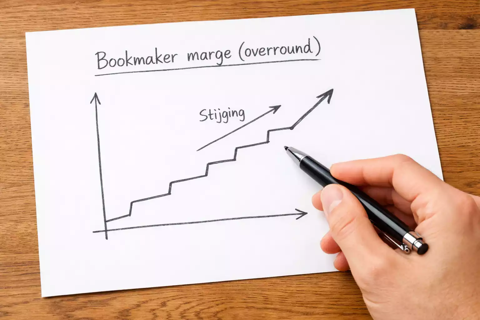 Eenvoudige grafiek op papier met opwaartse trend