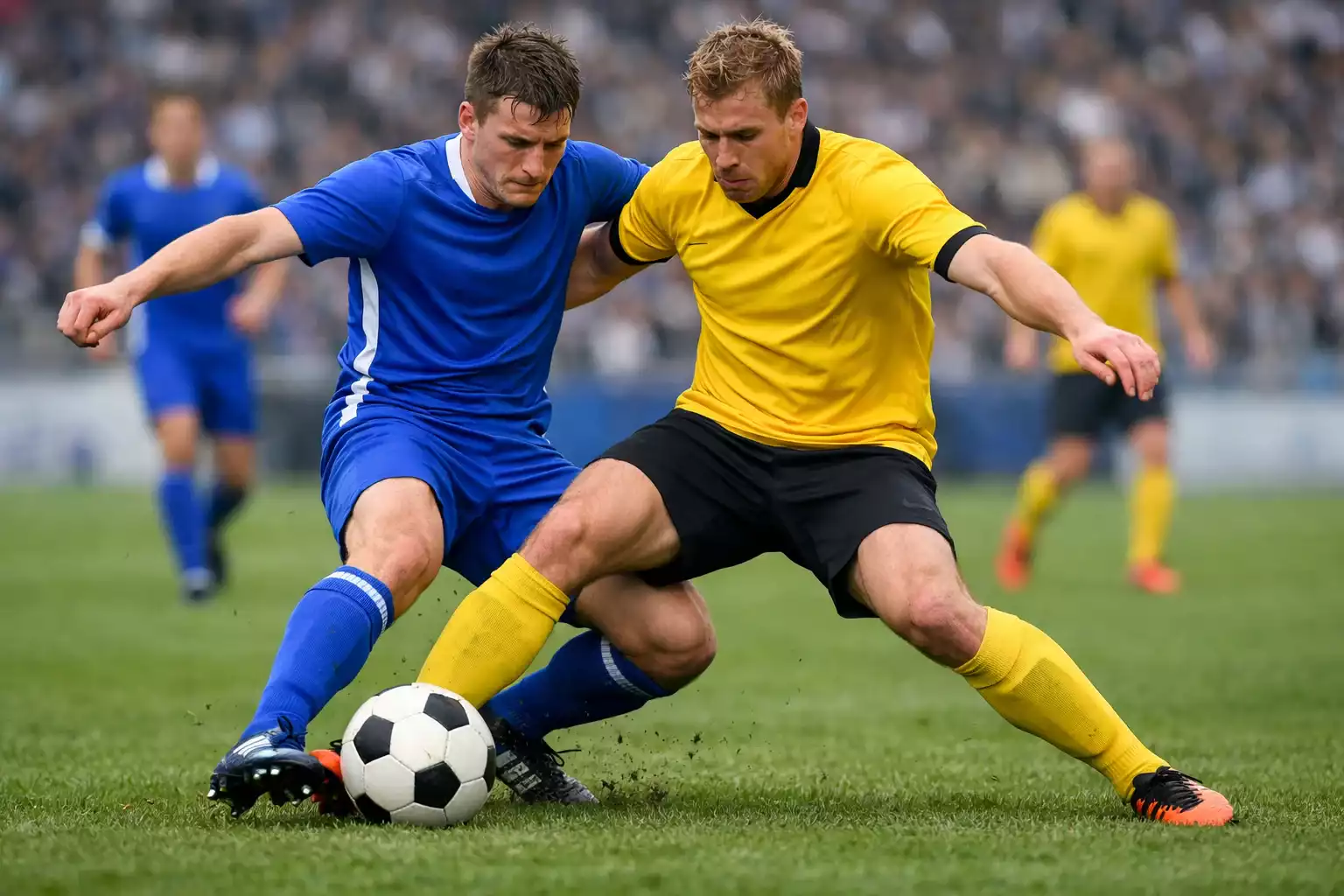 Twee teams strijden om de bal in Eredivisie-duel