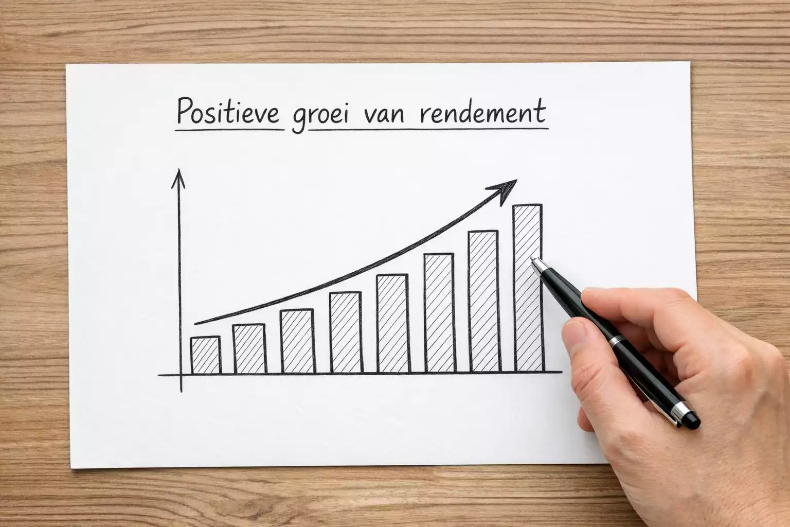 Eenvoudige staafdiagram op papier met pen